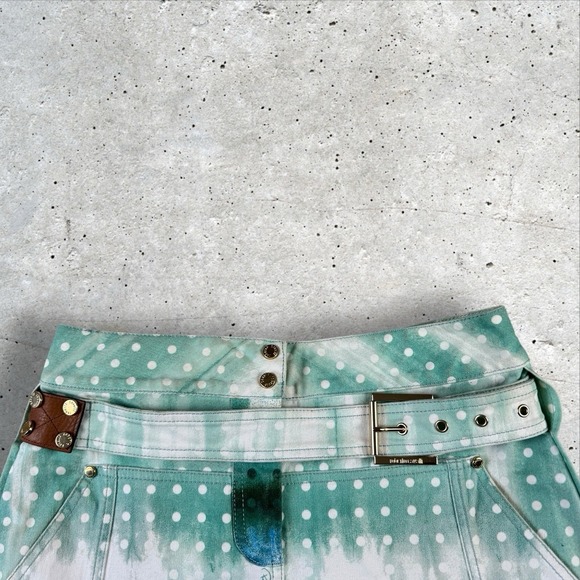 Vintage Y2K Roberto Cavalli Belted Psychedelic‎ Ombré Dot Mini Skirt Size S - Picture 2 of 9
